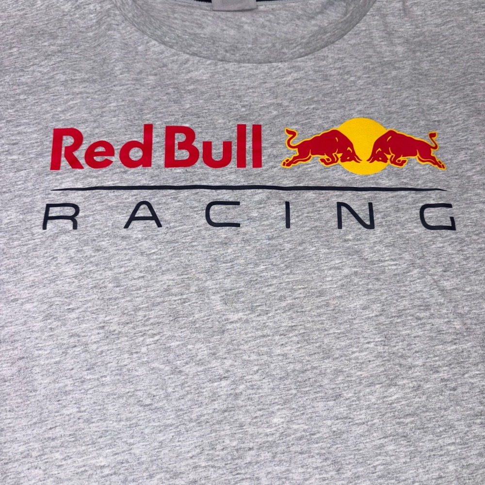 Graphic Logo T-Shirt F1 Racing Mens XXL Gray Puma Red Bull Racing